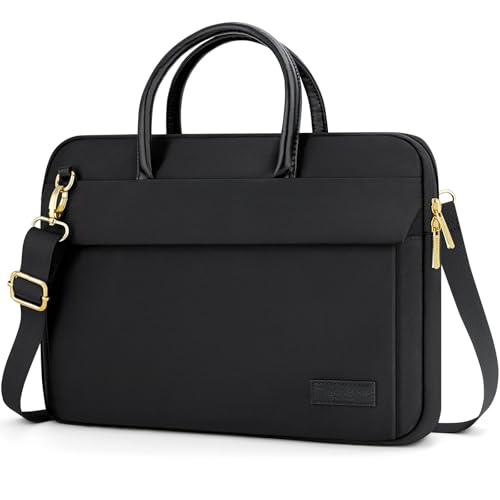 RAINYEAR 15,6 Zoll Laptop Hülle Umhängetasche Kompatibel mit 15,6 Zoll Notebook-Computer Chromebook, Polyester-Umhängetasche Tragetasche Aktentasche mit Griff und Schultergurt, Schwarz von RAINYEAR make life easier
