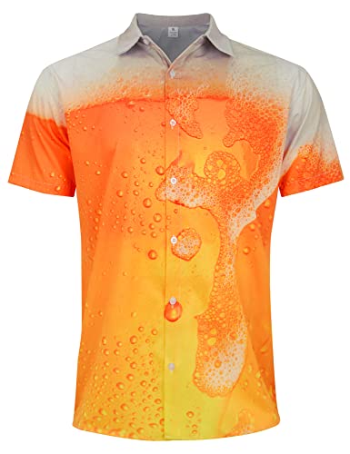 RAISEVERN Hemden Faschings Herren Männer Hässliche 3D Lustige Bier Druck Freizeithemden Jungen Hawaii Jugendliche Party Bad Taste Geschenk, XXL von RAISEVERN