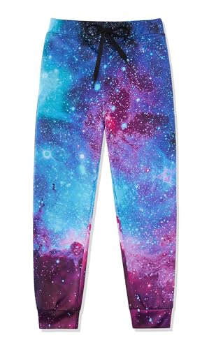 RAISEVERN Galaxie Jogginghose Jungens Hosen Kinder 3D Druck Lila Aurora Hose Lustige Coole Sporthose Mädchen Hip Hop Jugendliche Party Geschenk, 8-9 Jahre, 130 von RAISEVERN