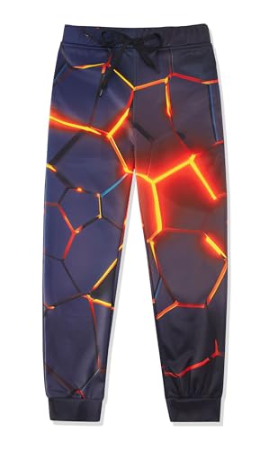 RAISEVERN Jogginghose Lava Jungen Coole 3D Druck Hose Lustige Kinder Hosen Mädchen Roter Sporthose Jugendliche Party Geschenk Hip Hop Bekleidung, 10-11 Jahre, 150 von RAISEVERN