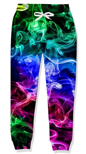 RAISEVERN Jogginghose Mädchen Jungen Hosen Bunt Kinder 3D Coole Hose Druck Smog Lustige Sporthose Jugendliche Hip Hop Party Geschenks, 5-7 Jahre, 120 von RAISEVERN
