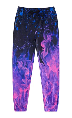 RAISEVERN Kinder Jogginghose Lila Jungen 3D Hose Lustige Smog Druck Coole Hosen Mädchen Sporthose Jugendliche Party Hip Hop Geschenk Bekleidung, 12-14 Jahre, 160 von RAISEVERN