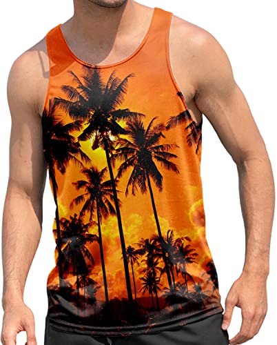 RAISEVERN Tanktop Tank Top Herren Hawaii Ärmelloses Gym Muskelshirts Sommer Trägershirt 3D Witzig Grafik Sport Unterhemd Rave Achselshirts, M von RAISEVERN