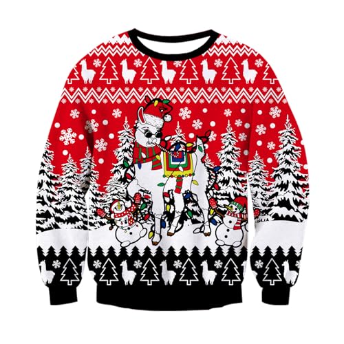 RAISEVERN Weihnachtspullover Herren Alpaka Hässliche Lustige Schneemann Schneeflocke Xmas Pullover Damen Sweater Paare Familie Weihnachtspulli, M von RAISEVERN
