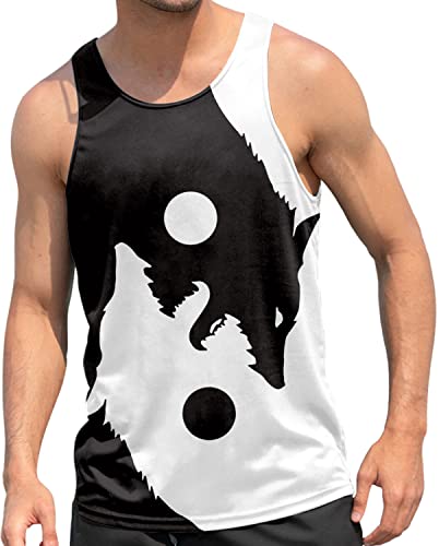 RAISEVERN Tank Top Herren Wolf Gym Tanktop Ärmelloses Muskelshirts Sommer 3D Witzig Grafik Rave Trägershirt Sport Unterhemd Achselshirts, L von RAISEVERN