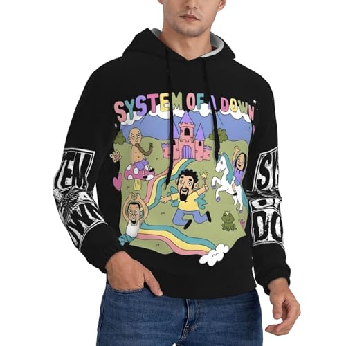 Herren System Schwarz of The Kapuzenpullover Down Logo Grafik Druck So*ad Hoodie Langarm Sweatshirt Lässiges Band Pullover Tops für Männer Jungen Geschenk for Fans von RAISTUIO
