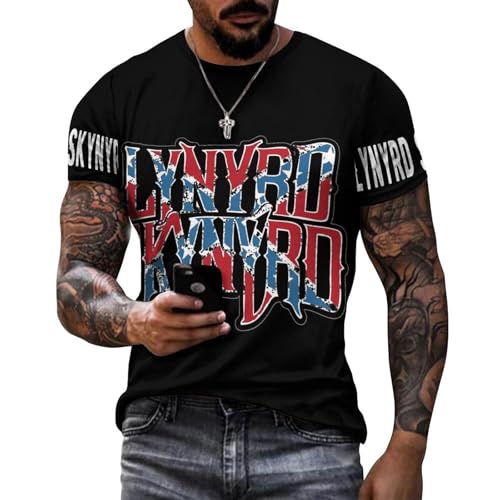 Herren klassischer Baumwolle T-Shirts Lynyrd Logo Grafik Druck Skynyrd Tshirt Rundhalsausschnitt Kurzarm T Shirt Sommer Lässiges Band Tops für Männer Jungen Geschenk for Fans Herren klassischer Baumwolle T-Shirts Lynyrd Logo Grafik Druck Skynyrd Tshirt Rundhalsausschnitt Kurzarm T Shirt Sommer Lässiges Band Tops für Männer Jungen Geschenk for Fans von RAISTUIO