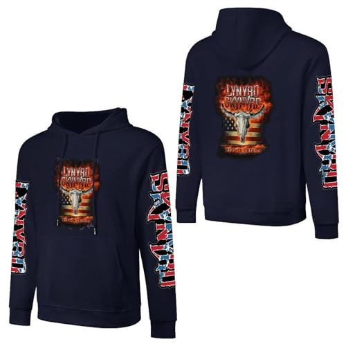 RAISTUIO Herren klassischer Baumwolle Kapuzenpullover Lynyrd Logo Grafik Druck Skynyrd Hoodie Langarm Sweatshirt Lässiges Band Tops für Männer Jungen Geschenk for Fans von RAISTUIO