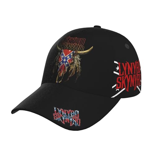 RAISTUIO Verstellbare Lynyrd Logo Grafik Druck Baseball Cap Kappe Baseballkappe für Herren und Damen Skynyrd Sonnenmütze Mützen Freizeit Basecap für Männer Frauen Mädchen Jungen Geschenk for Fans von RAISTUIO