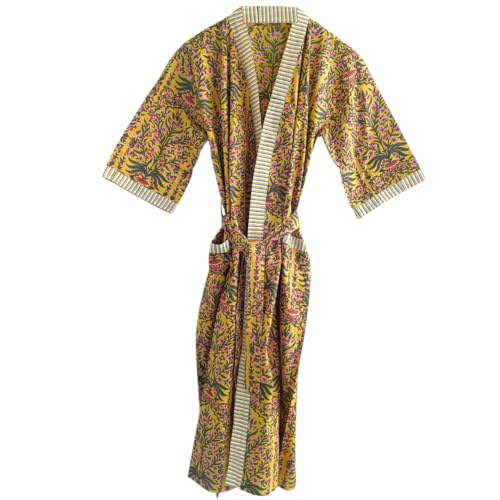 RAJBHOOMI HANDICRAFTS Damen-Kimono-Robe aus Baumwolle – stilvolle Kleider, Jacken Morgenmantel Herren- und Damen-Stranddecke Kimono in Übergröße von RAJBHOOMI HANDICRAFTS