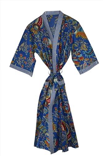 RAJBHOOMI HANDICRAFTS Damen-Kimono-Robe aus Baumwolle – stilvolle Kleider, Jacken Morgenmantel Herren- und Damen-Stranddecke Kimono in Übergröße von RAJBHOOMI HANDICRAFTS