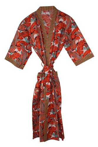 RAJBHOOMI HANDICRAFTS Damen-Kimono-Robe aus Baumwolle – stilvolle Kleider, Jacken Morgenmantel Herren- und Damen-Stranddecke Kimono in Übergröße von RAJBHOOMI HANDICRAFTS