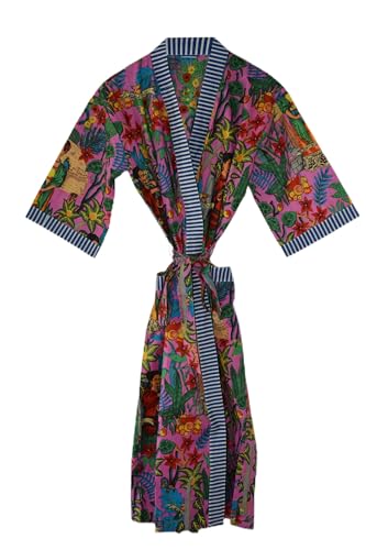 RAJBHOOMI HANDICRAFTS Damen-Kimono-Robe aus Baumwolle – stilvolle Kleider, Jacken Morgenmantel Herren- und Damen-Stranddecke Kimono in Übergröße von RAJBHOOMI HANDICRAFTS