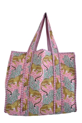 RAJBHOOMI HANDICRAFTS Leichte Schultertasche für Damen, 100 % Baumwolle, mit Innentasche, lässige Handtasche für Damen, Tragetasche, pfirsichfarben, Large von RAJBHOOMI HANDICRAFTS