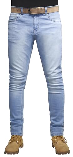 RAK SPORTSWEAR Herren Slim Fit Jeans Stretch Baumwolle Ripped High Elastic Straight Leg Comfort Flex Waist Cargo Denim Pants Hose, Blau 2, 32 W/30 L von RAK SPORTSWEAR