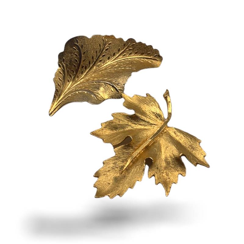 1950Er Jahre Vintage Große Vergoldete Blatt Broschen - Sehr Edel Mamselle© Signierte Brosche -Art 23/2 von RAKcreations