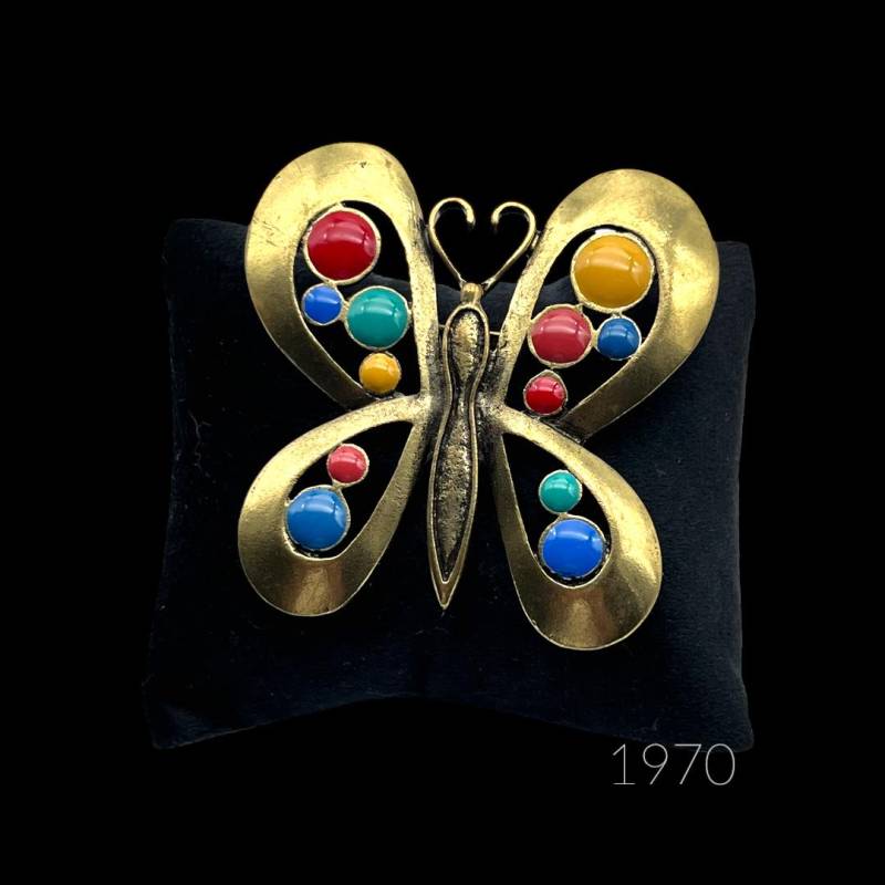 1970S Vintage Goldfarbene Schmetterling Brosche - Sehr Schöne Große Schmetterlings Emaille Und Gold -Art.900 von RAKcreations