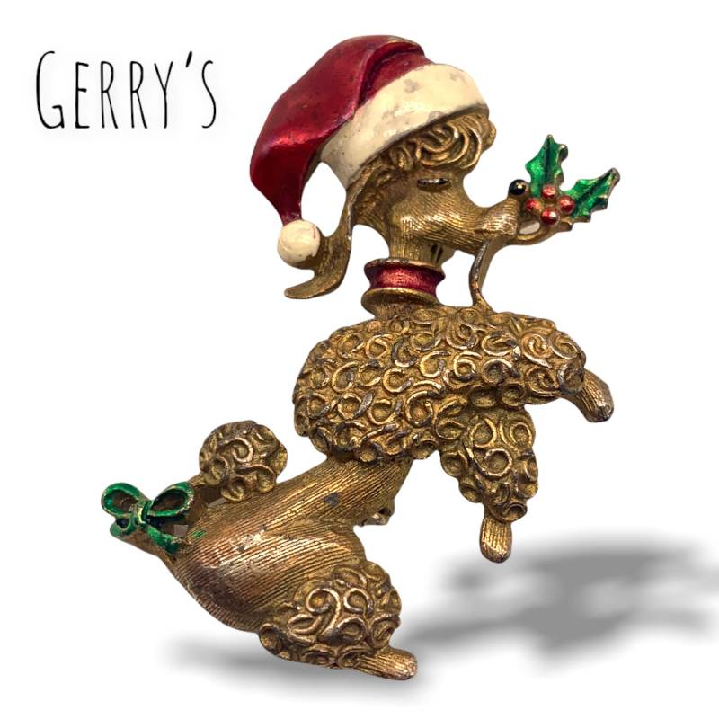 Gerry's Signature Figur Pudel Welpe Weihnachtsbrosche, Ein Prachtvolles Geschenk Für Weihnachten 1950Er Jahre Original Brosche-Art.38 von RAKcreations