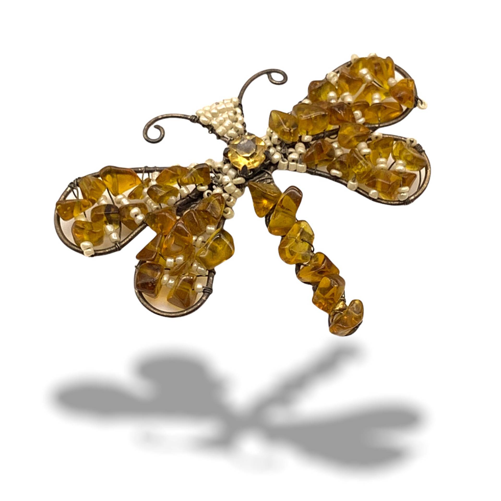 Schmetterling Figur Brosche, 1970Er Jahre Vintage , Splitter Aus Natursteinen, Rocailles Und Kristallen - Handwerkliche Brosche -Art.285/2 von RAKcreations