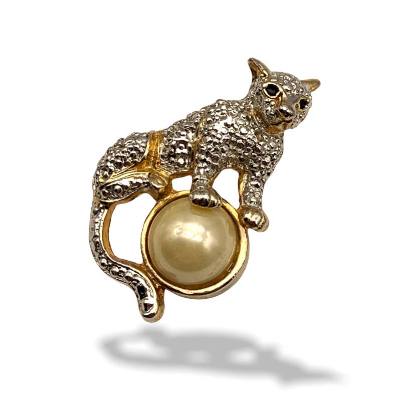 Vintage Brosche Aus Den 1970Er Jahren Auf Künstlichem Perlmutt Cabochon Pin -Art.207/5 von RAKcreations