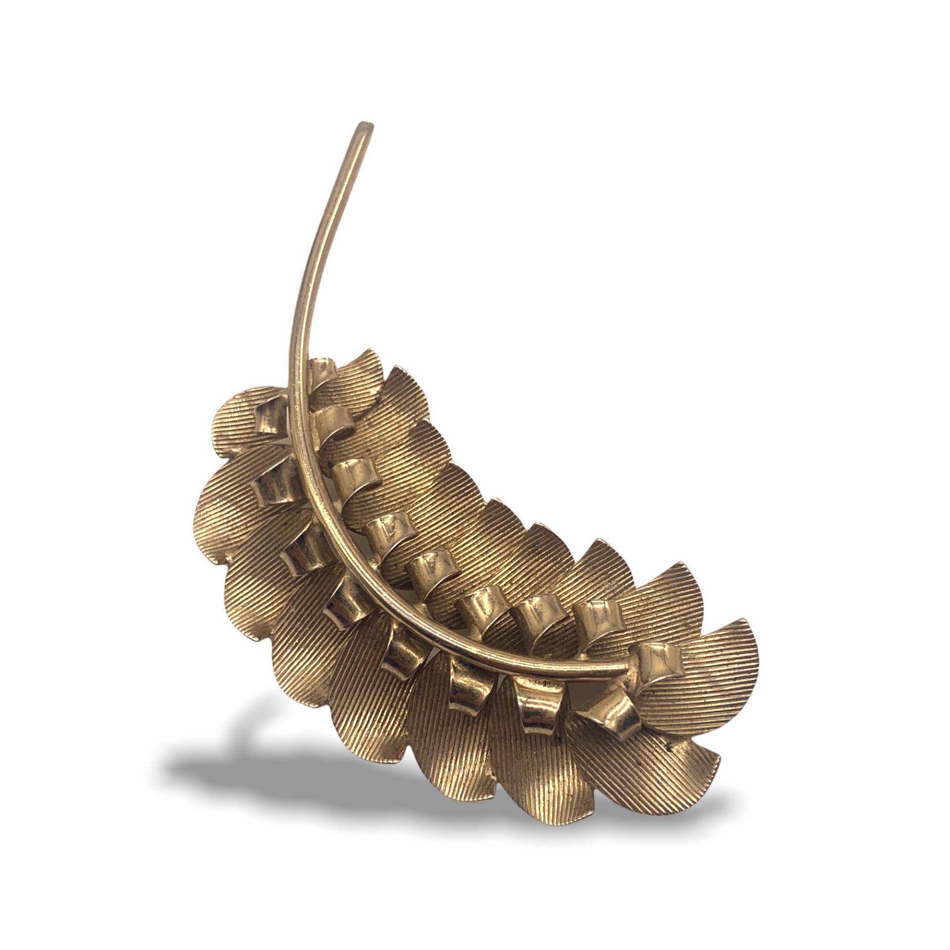 Wunderschöne Große 3D Golden Herbst Blatt Brosche - 1950S Original Art.665 von RAKcreations