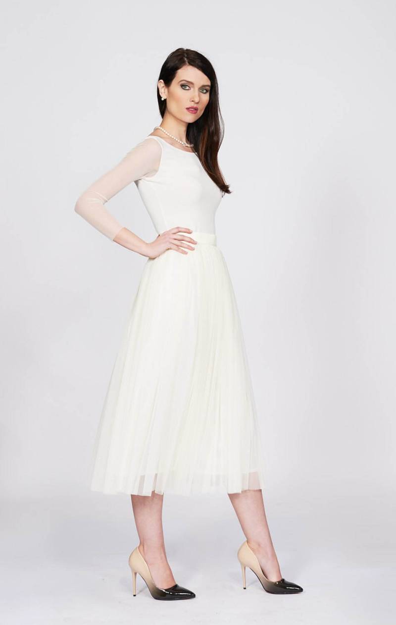 Elfenbein Tüll Midi Hochzeitsrock, Schlichter Brautrock, Eleganter Rock, Standesamtrock, Verlobungsrock von RALELE