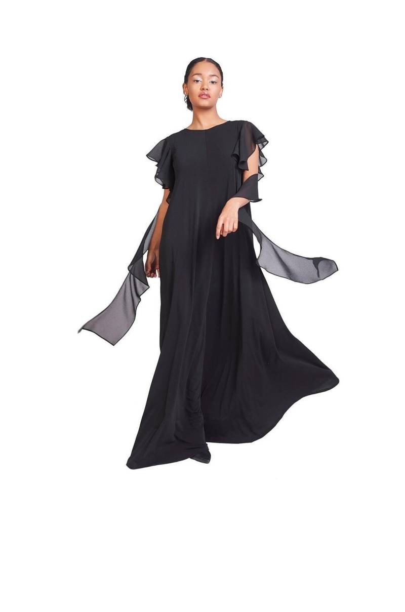 Gothic Chiffon Maxi Kleid Plus Size Ärmelloses Rave Kleid von RALELE