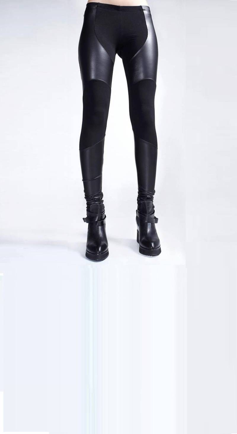 Gothic Vegan Leder Leggings Hoch Taillierte Punk Hose Gothic Vegan Leder Leggings Hoch Taillierte Punk Hose von RALELE