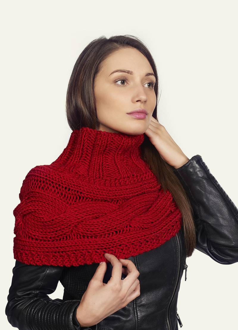 Handgestrickter Roter Poncho/Schal Schulterwärmer Aus Wollgemisch von RALELE