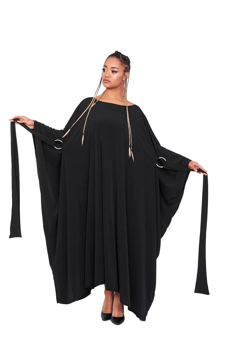 Plus Size Schwarzer Jersey Kaftan Abaya Maxi Kimono Kleid Plus Size Schwarzer Jersey Kaftan Abaya Maxi Kimono Kleid von RALELE