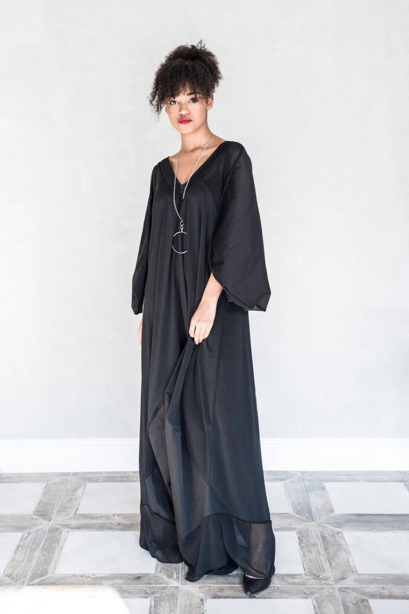 Schwarz Plus Size Maxi Kaftan Kleid Gothic Kimono Kleid Schwarz Plus Size Maxi Kaftan Kleid Gothic Kimono Kleid von RALELE