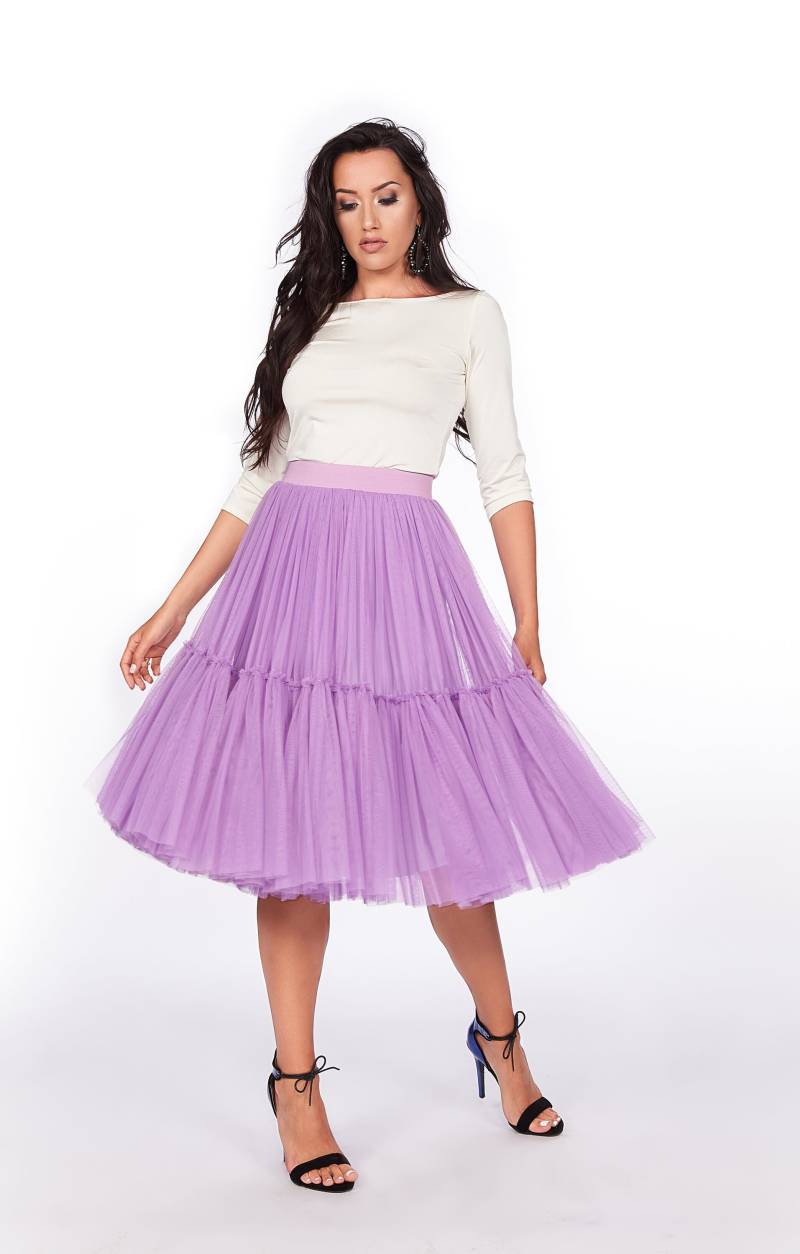 Tüll Midi Lavendel Rock, Tutu Hochzeitsrock, Brautjungfern & Casual Wear, Feminine Mode, Sommer Outfit Tüll Midi Lavendel Rock, Tutu Hochzeitsrock, Brautjungfern & Casual Wear, Feminine Mode, Sommer Outfit von RALELE
