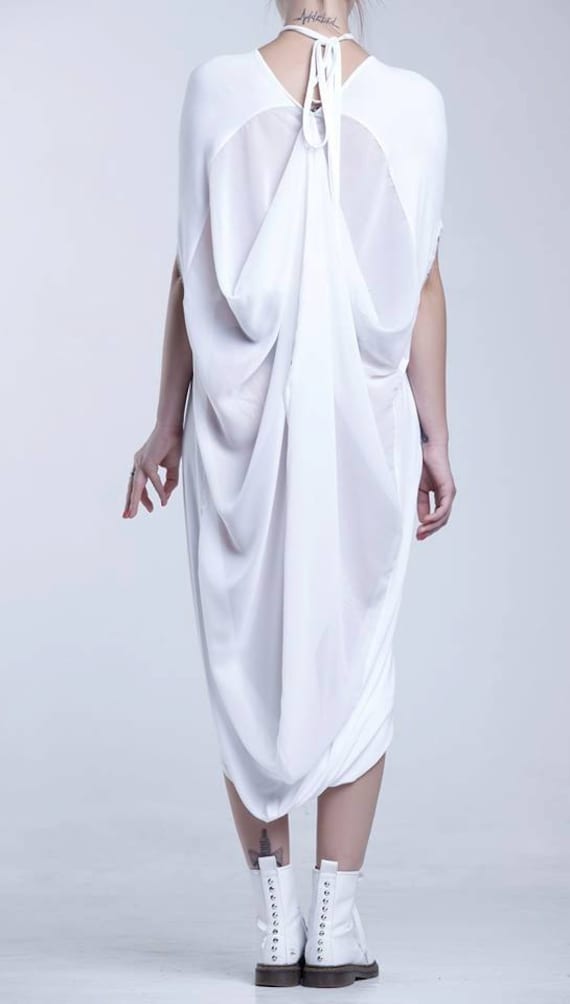 Weiße Tunika Aus Baumwollmischung Loose Fit Beach Cover-Up von RALELE