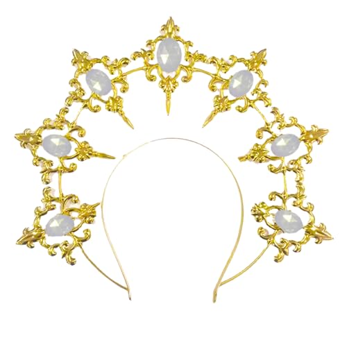 Halos Stirnbänder Legierung Stirnbänder Perlen Haarreifen Haarband für Damen Mädchen Vintage Kopfbedeckung von RALIYATX