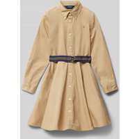 Polo Ralph Lauren Teens Hemdblusenkleid mit Button-Down-Kragen in Beige, Größe 128 von Polo Ralph Lauren Teens