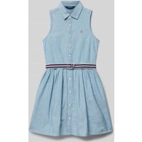 Polo Ralph Lauren Teens Kleid mit durchgehender Knopfleiste Modell 'ADALENE' in Hellblau, Größe 164 von Polo Ralph Lauren Teens