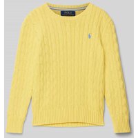 Polo Ralph Lauren Teens Strickpullover mit Zopfmuster in Gelb, Größe XL von Polo Ralph Lauren Teens
