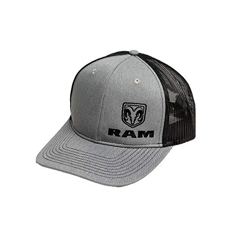 RAM Trucks Snapback Trucker Hat - Gesticktes Logo, Verstellbare Passform, Gebürsteter Baumwoll-Twill, Mid-Profile Cap Heather Grey/Black, Grau (Heather Grey)/schwarz, Einheitsgröße von RAM