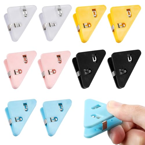 RAMGLYO 10 Stück Buntfarbige Büroklammern ohne Klammern 3,9×5.2cm Größe,multifunktional Dokumentenklammer, Bunter Eckclip aus Kunststoff von RAMGLYO