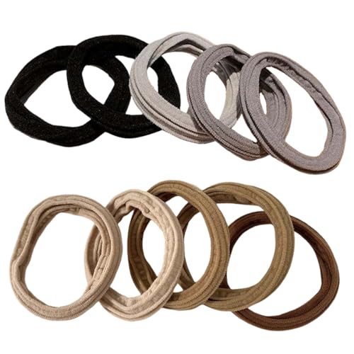 RAMGLYO 10 Stück Haargummis mit Reißverschluss, Scrunchies Haarbänder, Elastische Haarschmuck für Damen,Haarband, schwarz und braun von RAMGLYO