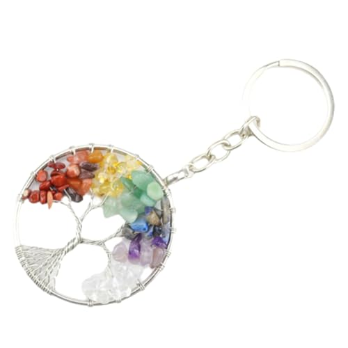 RAMGLYO Natürlich Edelstein Lebensbaum Anhänger Heilsteine Reiki Schlüsselanhänger Schlüsselring Schlüsselbund Keychain Dekoration von RAMGLYO