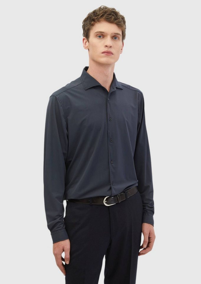 RAMSEY Langarmhemd Graues Einfarbiges Lässiges Strickhemd RAMSEY Langarmhemd Graues Einfarbiges Lässiges Strickhemd von RAMSEY