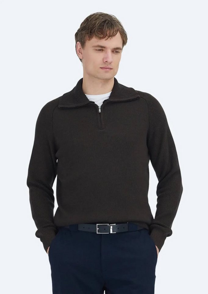 RAMSEY Longpullover Braunes Strick-Sweatshirt von RAMSEY