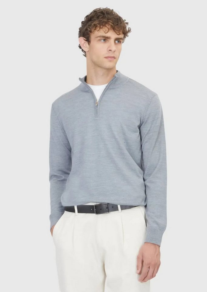 RAMSEY Longpullover Hellgraues Strick-Sweatshirt von RAMSEY