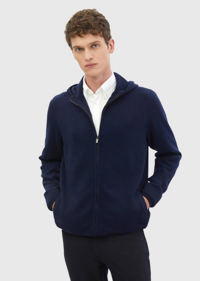 RAMSEY Sweater Einfach gestrickter Cardigan aus 100 % Wolle mit Kapuze von RAMSEY
