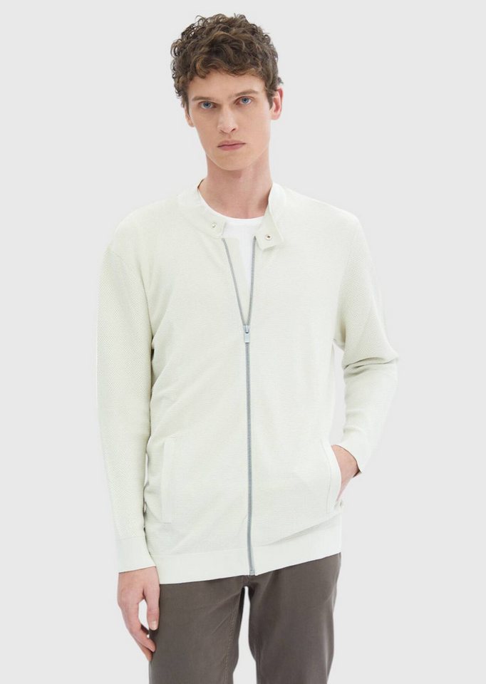 RAMSEY Sweater Einfarbiger Cardigan mit Rundhalsausschnitt in Stone von RAMSEY