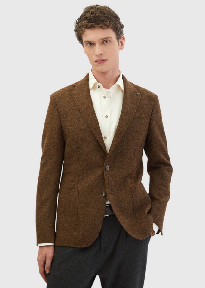 RAMSEY Winterjacke Schlichte Hemdschulter-Slim-Fit-Jacke aus 100 % Wolle von RAMSEY