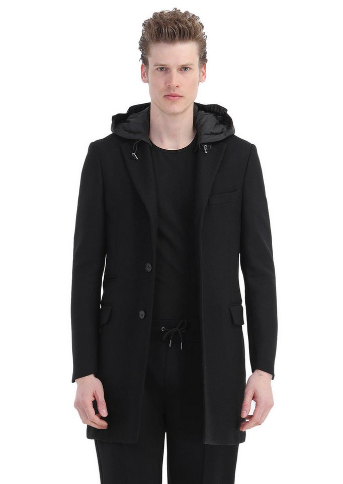 RAMSEY Winterjacke Schwarzer Webmantel von RAMSEY