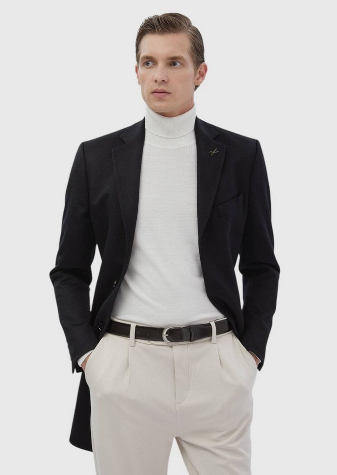 RAMSEY Winterjacke Schwarzer Webmantel von RAMSEY