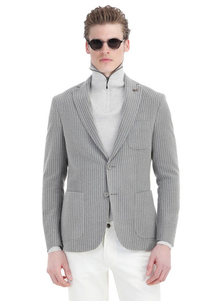 RAMSEY Winterjacke Slim-Fit-Jacke aus Wollmischung mit gestreiften Hemdschultern von RAMSEY